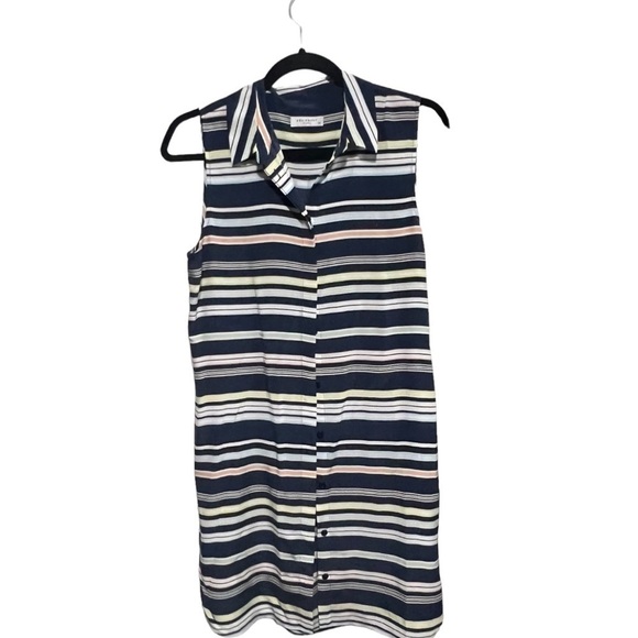 Equipment Silk Striped Button Front Dress In Excellent Pre Loved Condition - Picture 2 of 5
